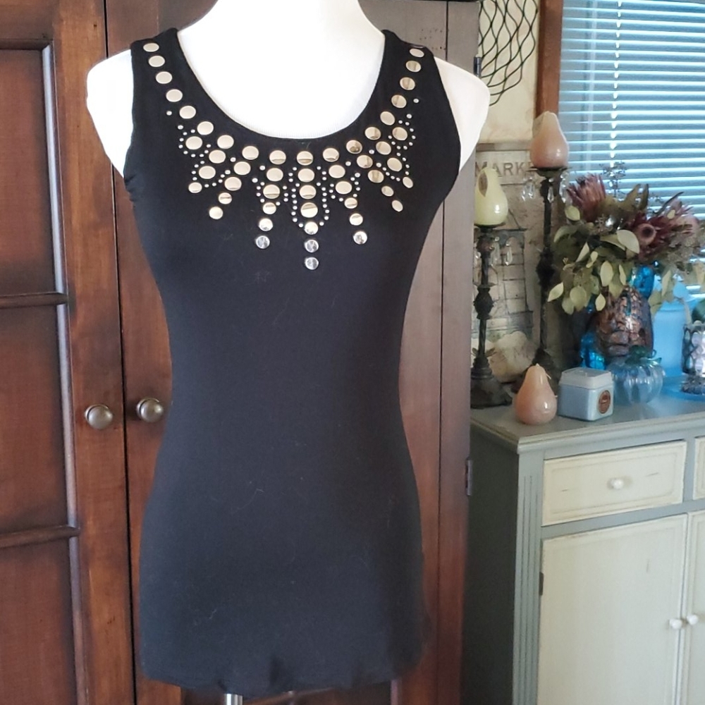 Embellished black tank